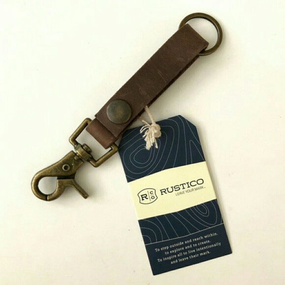 Rustico Super Loop Keychain Genuine Brown Leather Brass Clip Handmade 5" Keyring - Picture 3 of 8